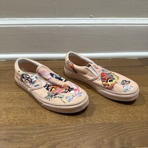 Vans Molo Off The Wall Butterflies Papillon Pink Slip Ons Skater Shoes Girls Sz4